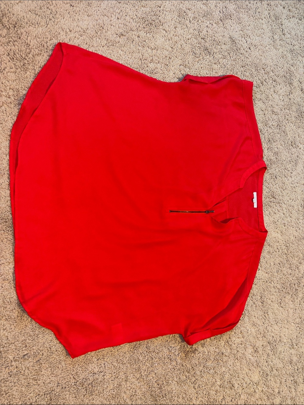 Maurices Red Short-Sleeve Zip-Neck Blouse SLIGHTLY DARKER IN REAL LIFE!